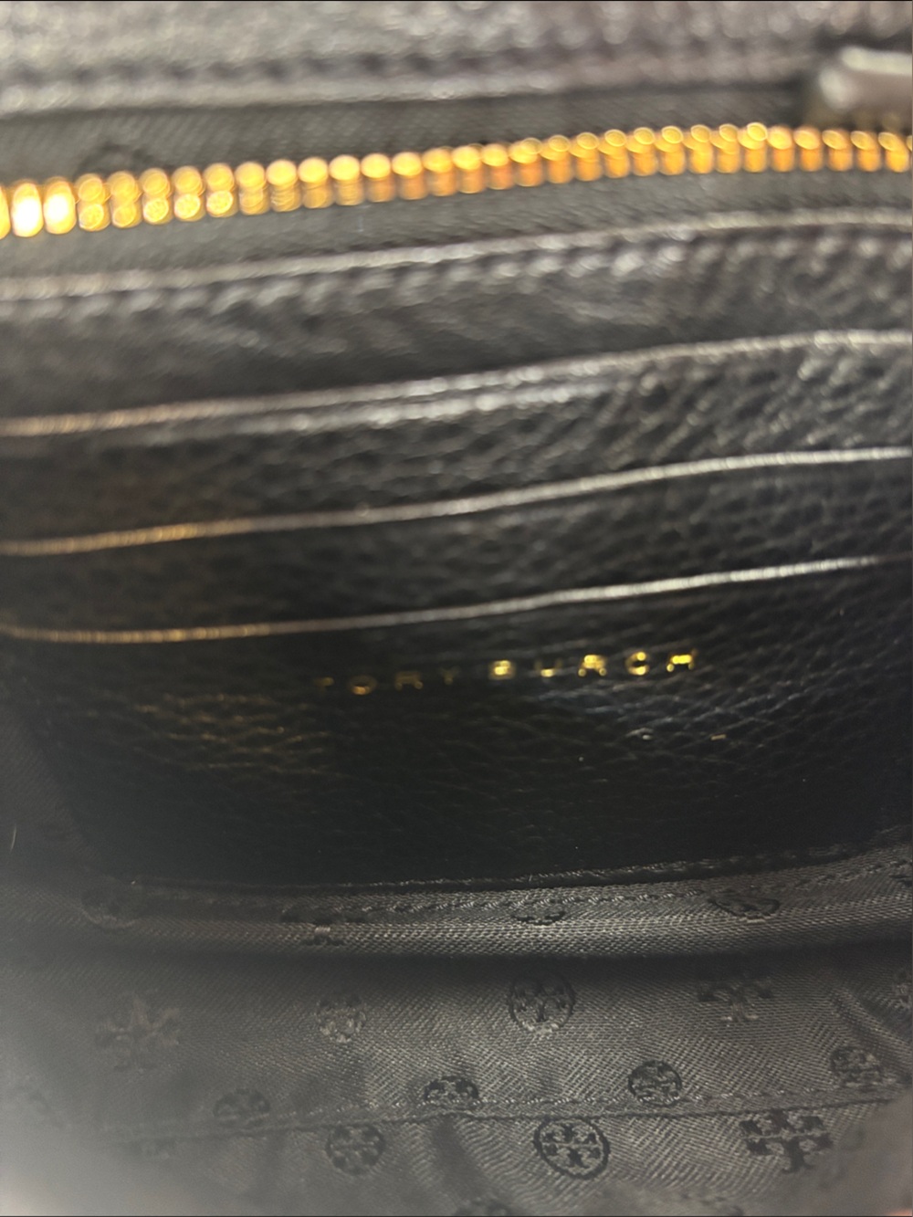 Tory Burch Black Pebbled Leather Whipstitch Chain Crossbody with Gold Hardware - Picture 11 of 14